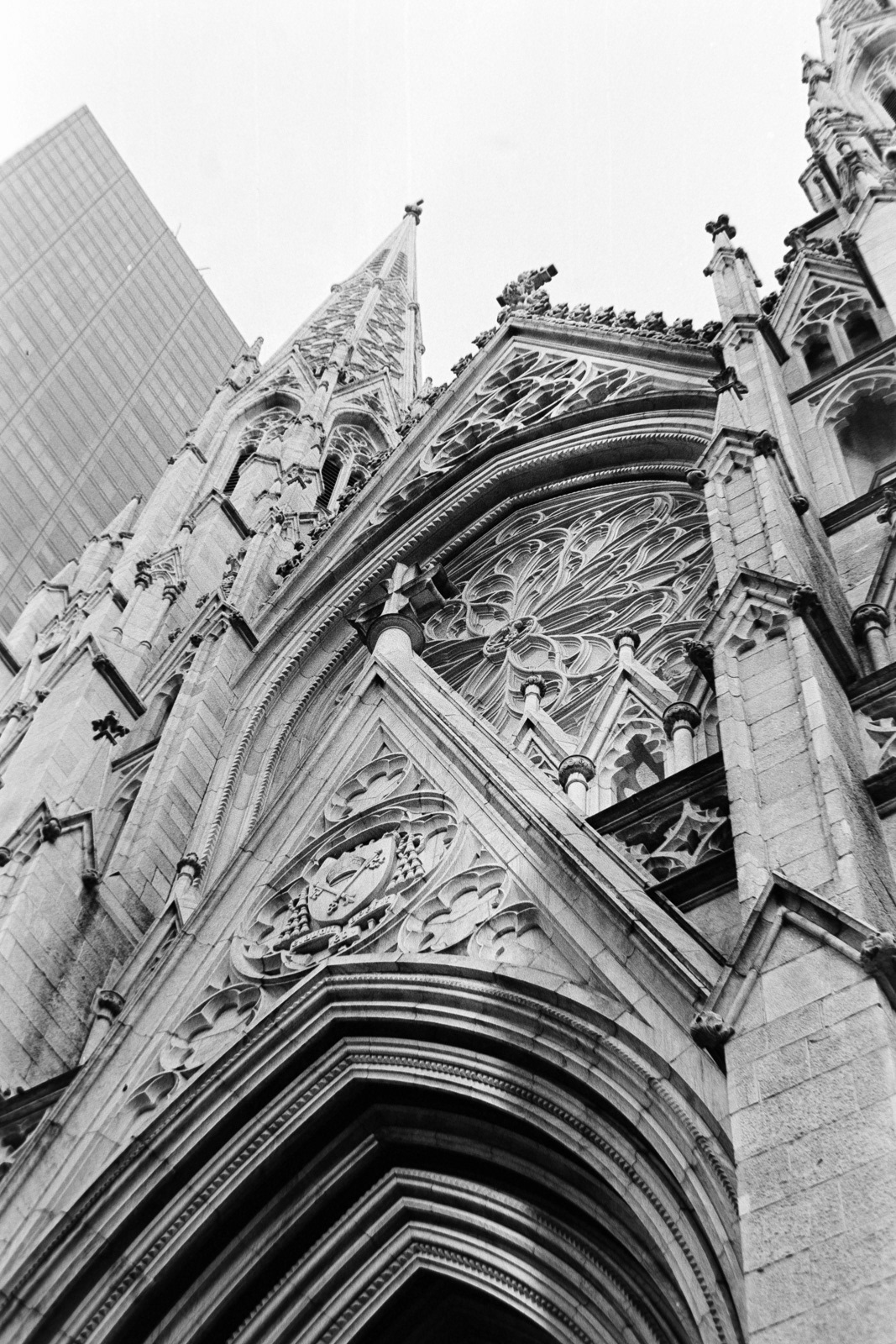 a church in New York towers overhead